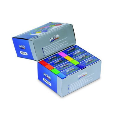 SwÃµsh High Performance Plastic Eraser 8 Assorted Colours Box 32