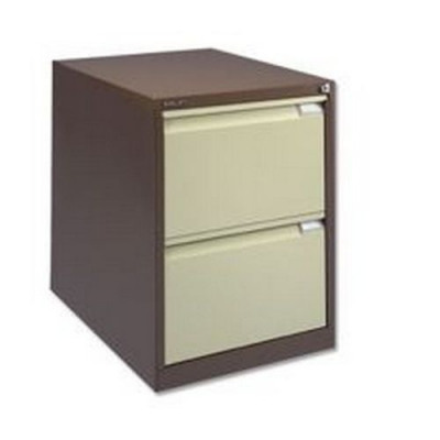 Bisley 2 Drawer Filing Cabinet Lockable Coffee Cream