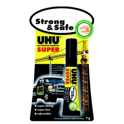 UHU Strong and Safe Super Glue Adjustable Super-Strong and Fast Odourless in Tube 7g