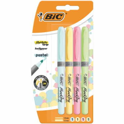 Bic Highlighter Grip Assorted Pastel Bl4