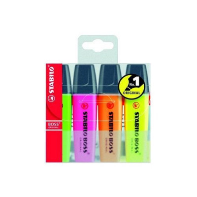 Stabilo Boss Highlighters Chisel Tip 2-5mm Line Assorted Wallet 4