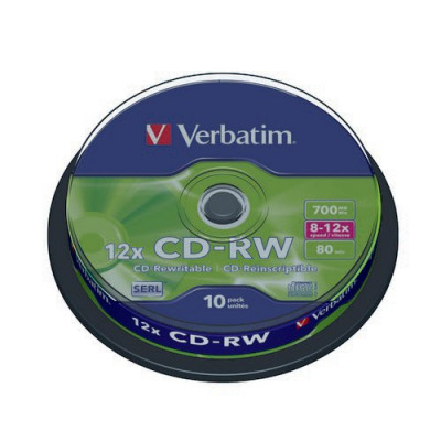 Verbatim CD-RW Datalife Plus 80minutes 8-12X Hi-Speed Spindle (Pack of 10) 43480