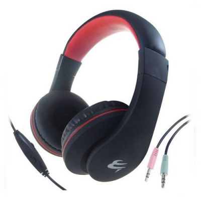 Connekt Gear HP530 PC On-Ear Headset with In-Line Microphone and Volume Control Black/Red 24-1530