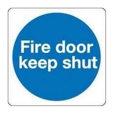 Fire Door Safety Sign Keep Shut 100x100mm Self-Adhesive