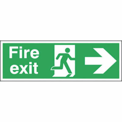 Fire Exit Safety Sign Running Man Arrow Right 150x450mm Self-Adhesive