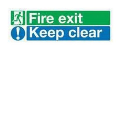 Safety Sign Fire Exit Keep Clear 150x450mm PVC