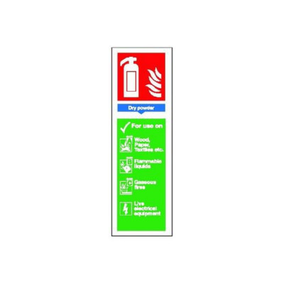 Safety Sign Fire Extinguisher Dry Powder 280x90mm Self-Adhesive