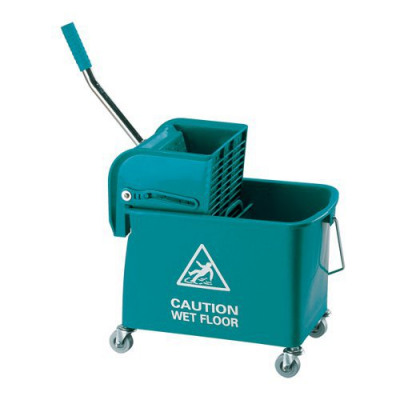 Charles Bentley Mop Bucket Mobile Colour-Coded with Handle 4 Castors 20 Litre Green