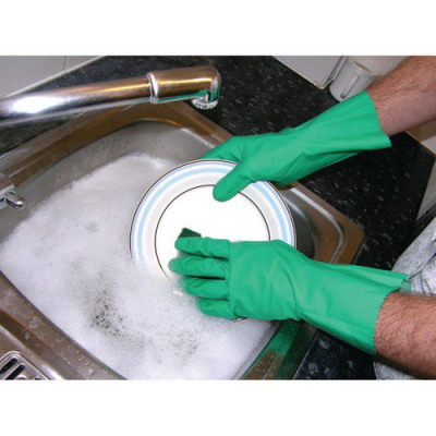 Shield Rubber Household Gloves 0.33mm 30cm Pairs Medium Green (Pack of 12) GR03G12