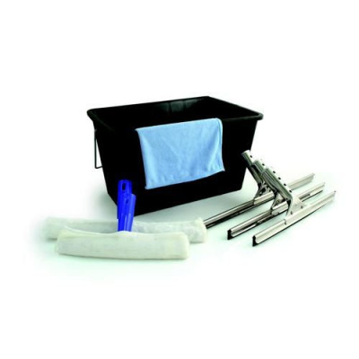 Window Cleaning Set 7 Piece Contains Cloth 15 Litre Bucket 3 Squeegees 3 Applicators