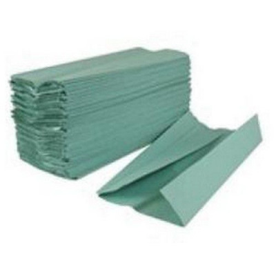 2Work Centre Fold Hand Towels 1Ply Green Pack 2955