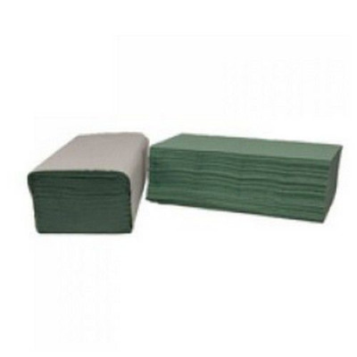 2Work Vfold Hand Towels 1 Ply Green Pack 3600
