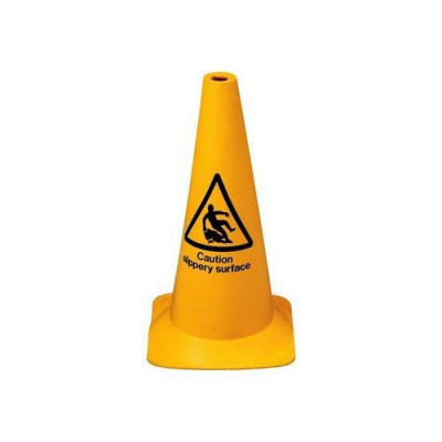 Cone Hazard Warning With Caution Slippery Surface 50cm Yellow