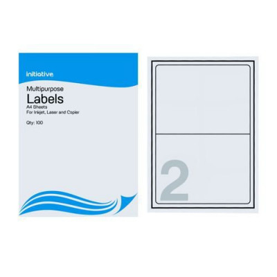 Initiative Multipurpose Labels 199.6 x 143.5mm 2 Per Sheet Pack 100