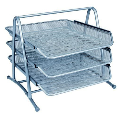 Mesh 3 Tier Letter Tray Silver