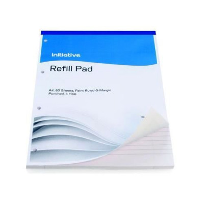 Initiative Refill Pad A4 70gsm Feint Ruled and Margin Punched 4 Hole 160 pages