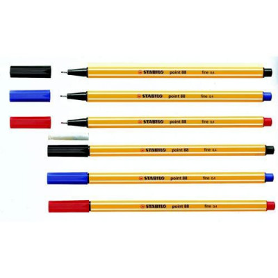 Stabilo Point 88 Fineliner Pen Water-based 0.8mm Tip 0.4mm Line Black