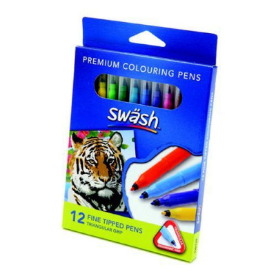 Swash KOMFIGRIP Colouring Pen Fine Tip Assorted (Pack of 12) TW12F