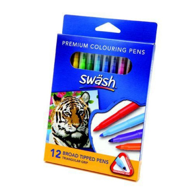 SwÃµsh KOMFIGRIP Broad Tip Colouring Pens Assorted Pack 12
