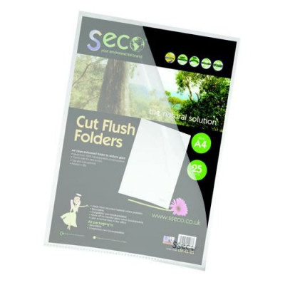 Stewart Superior ECO Biodegradable Cut Flush Folder A4 Clear Pack 25