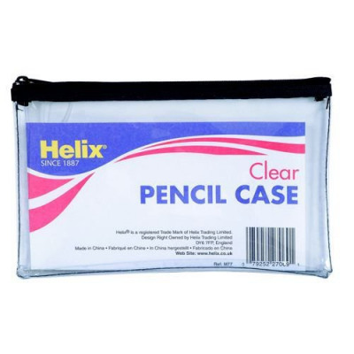 Helix Clear Pencil Case 200x125mm Assorted (Pack of 12) M77040