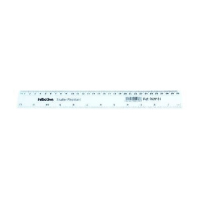 Initiative Shatter Resistant Plastic Ruler 30cm (12 Inch) Clear