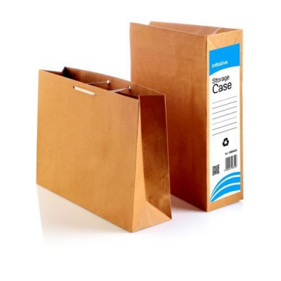 "Initiative Storage Case Dust Flap and Tie Laces Foolscap 4"" 100mm Capacity Manilla 75% Recycled"