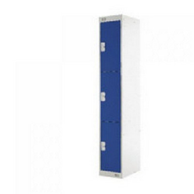 Three Compartment Locker D300mm Blue Door MC00013