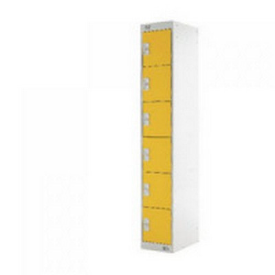Six Compartment Locker D300mm Yellow Door MC00036