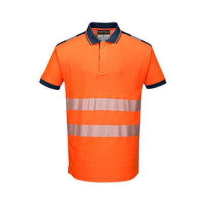 PW3 Hi-Vis Polo Shirt S/S Orange/Navy LR