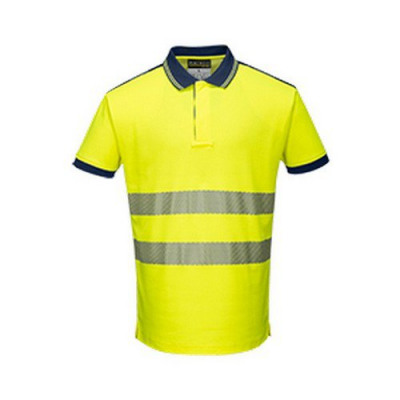 PW3 Hi-Vis Polo Shirt S/S Yellow/Navy LR
