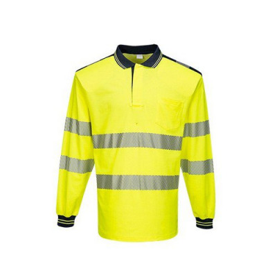 PW3 Hi-Vis Polo Shirt L/S Yellow/Black LR
