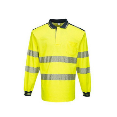 PW3 Hi-Vis Polo Shirt L/S Yellow/Navy LR