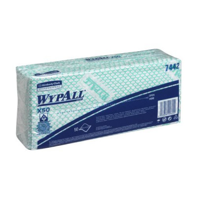 Wypall X50 Cleaning Cloths Absorbent Strong Non-Woven Tear-Resistant Green Pack 50