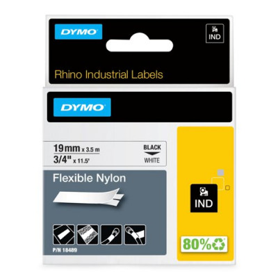 Dymo Black on White Rhino Flexible Nylon Tape 19mm x 3.5m