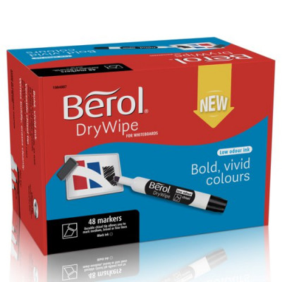 Berol Drywipe Marker Chisel Tip Black (Pack of 48) 1984887