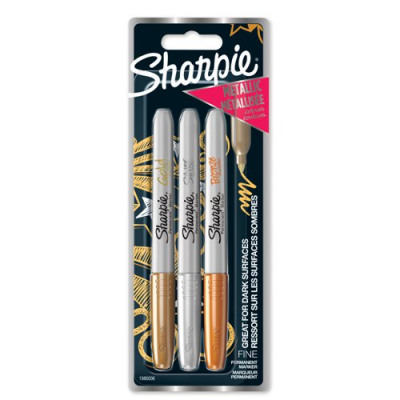 Sharpie Metallic Permanent Marker Pen Fine Assorted (Pack of 3) 1849114