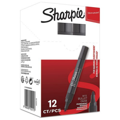 Sharpie M15 Permanent Marker Bullet Tip Black (Pack of 12) S0192582