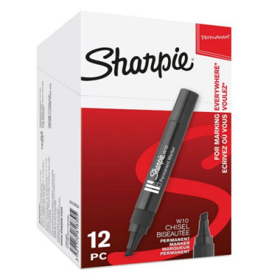 Sharpie W10 Permanent Marker Chisel Tip Black (Pack of 12) S0192652