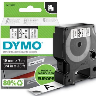 Dymo D1 Labelmaker Tape 19mmx7m Black on White