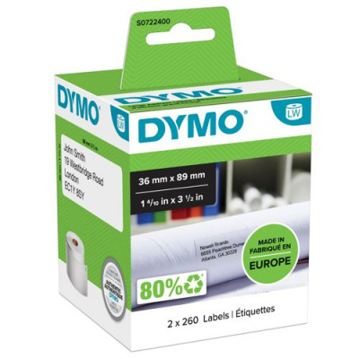 Dymo Labelwriter Large Address Labels 36x89mm White Pack 520