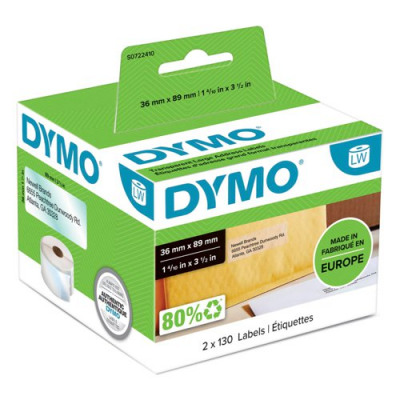 Dymo Labelwriter Large Address Labels 36x89mm Clear Pack 260