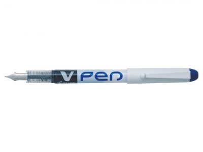 Pilot V4W Fountain Pen with Disposable Stainless Steel Nib White Barrel With Blue Ink