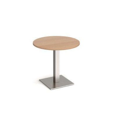 Brescia circular dining table with flat square brushed steel base 800mm - beech