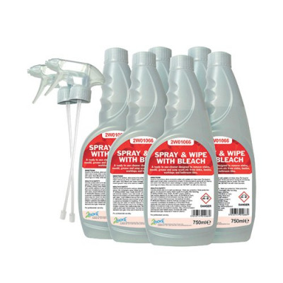 2Work Spray And Wipe With Bleach 750ml (Pack of 6) 256