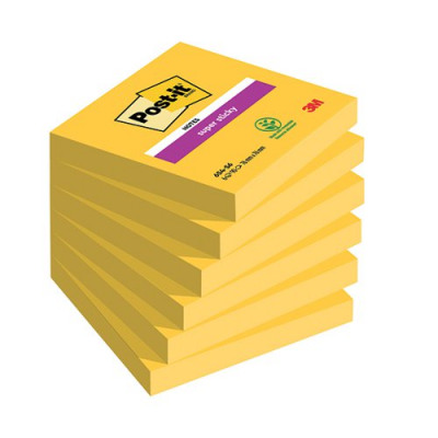 Post-it Notes Super Sticky 76 x 76mm Ultra Yellow (Pack of 6) 654-S6