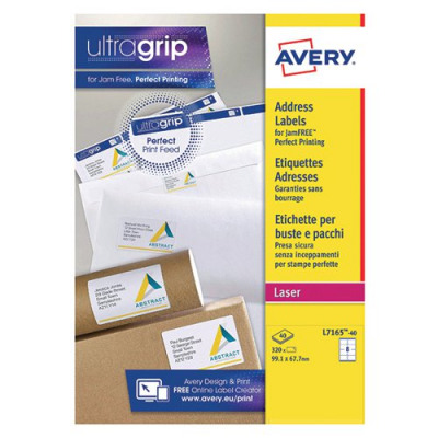 Avery Laser Parcel Labels 99.1x67.7mm 8 Per Sheet White (Pack of 320) L7165-40