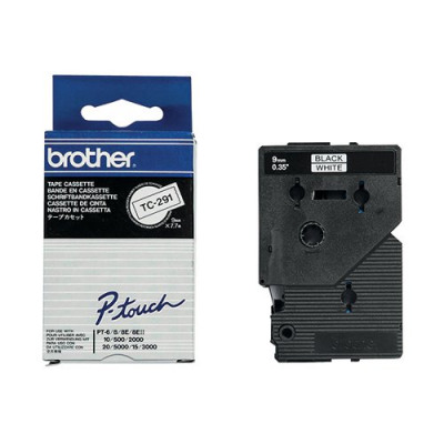 Brother P-Touch 9mm Tape Black on White Code TC-291