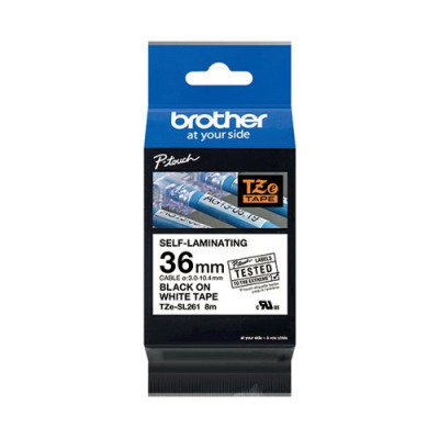 Brother P-Touch 36mm Black on White Labelling Tape TZE-SL261