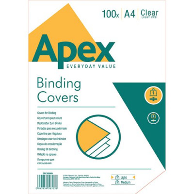 Fellowes Apex Clear Lightweight PVC A4 Covers (Pack of 100) 6500001